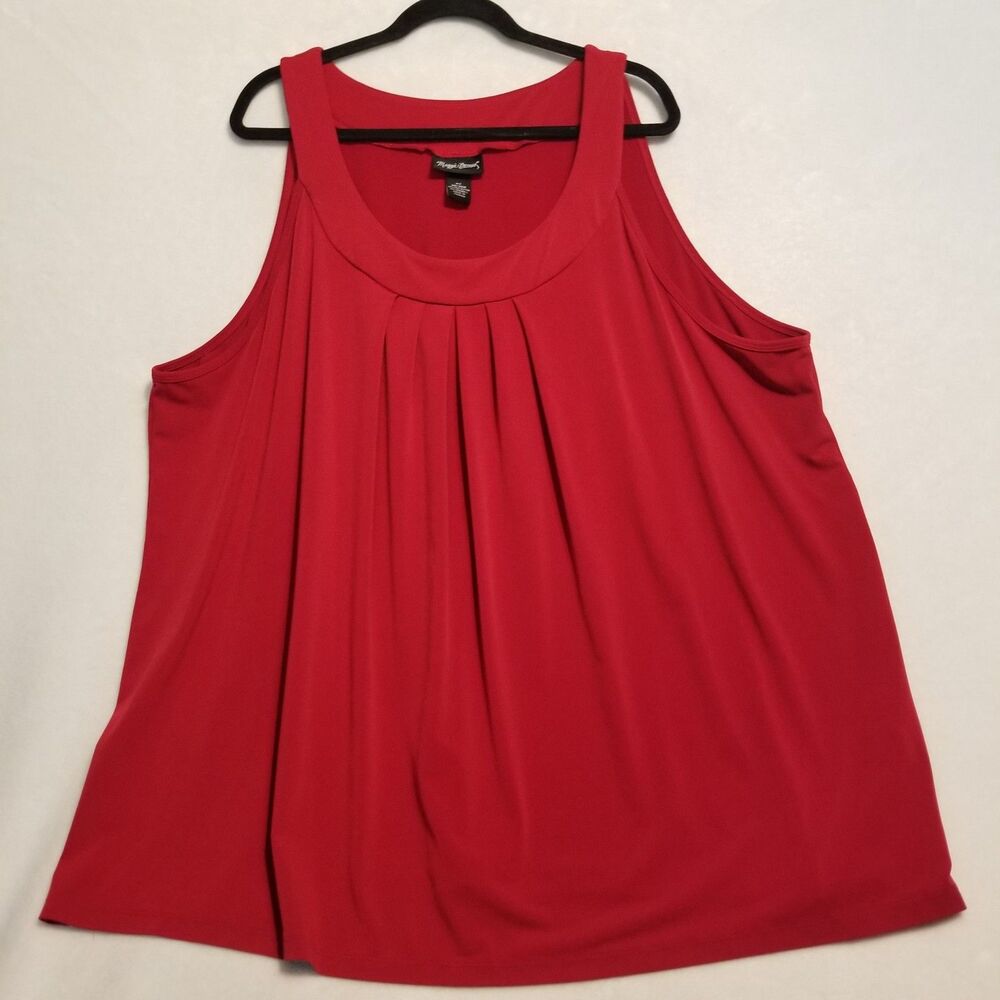 Maggie Barnes 4X Top Red Round Neck Sleeveless Layering Lightweight Breathable